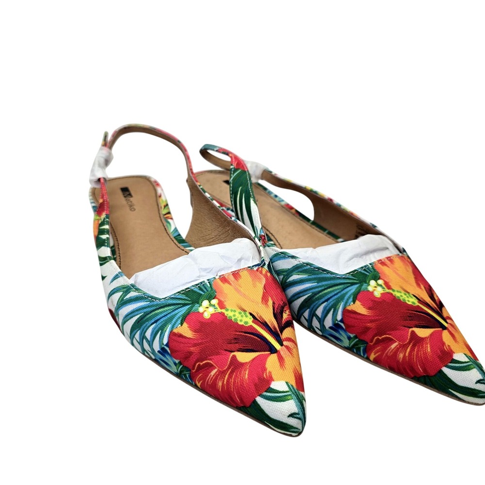 Matiko Shoes Womens Size 37 Hawaiian Floral Slingback Pointed Toe‎ Flats